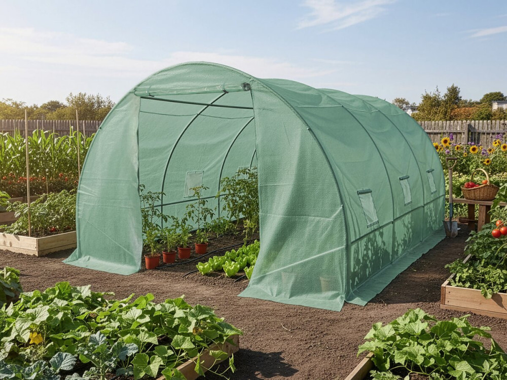 Túnel de invernadero para jardín «Lys» - 12 m² - 140 g - Verde