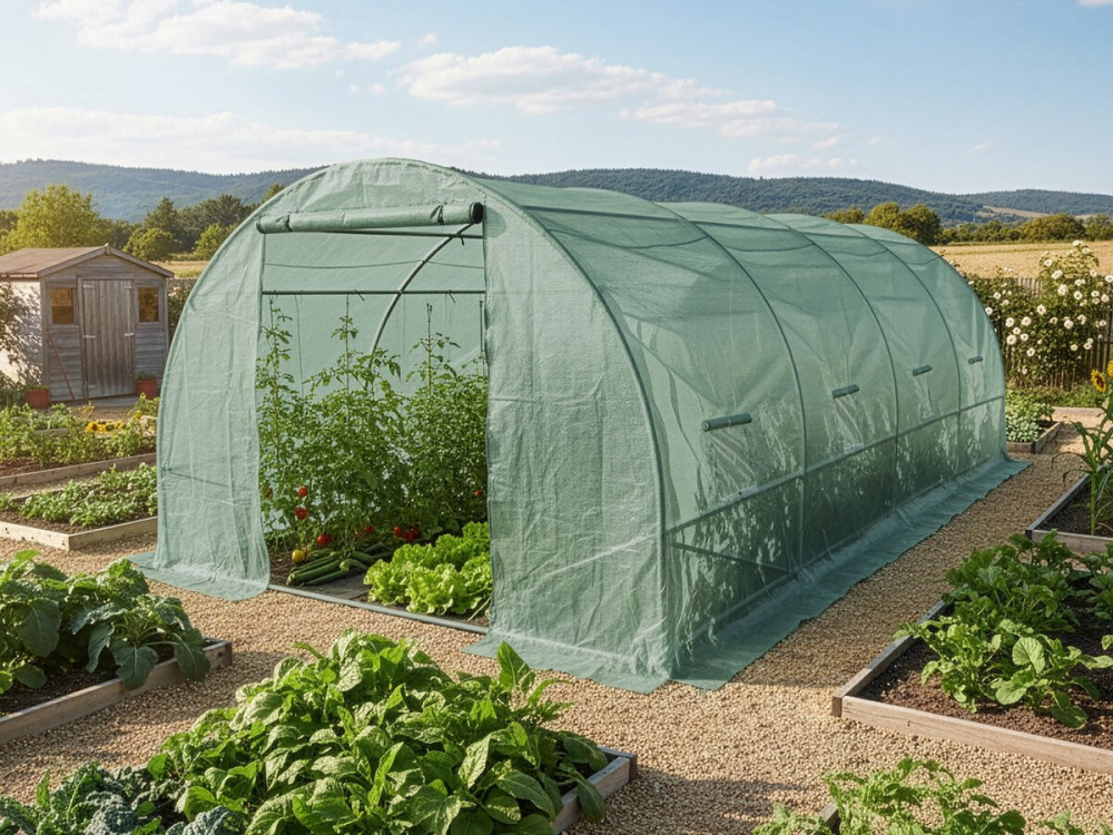Túnel de invernadero para jardín «Lys» - 18 m² - 140 g - Verde