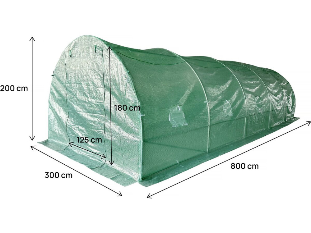 Túnel de invernadero para jardín «Lys» - 24 m² - 140 g - Verde