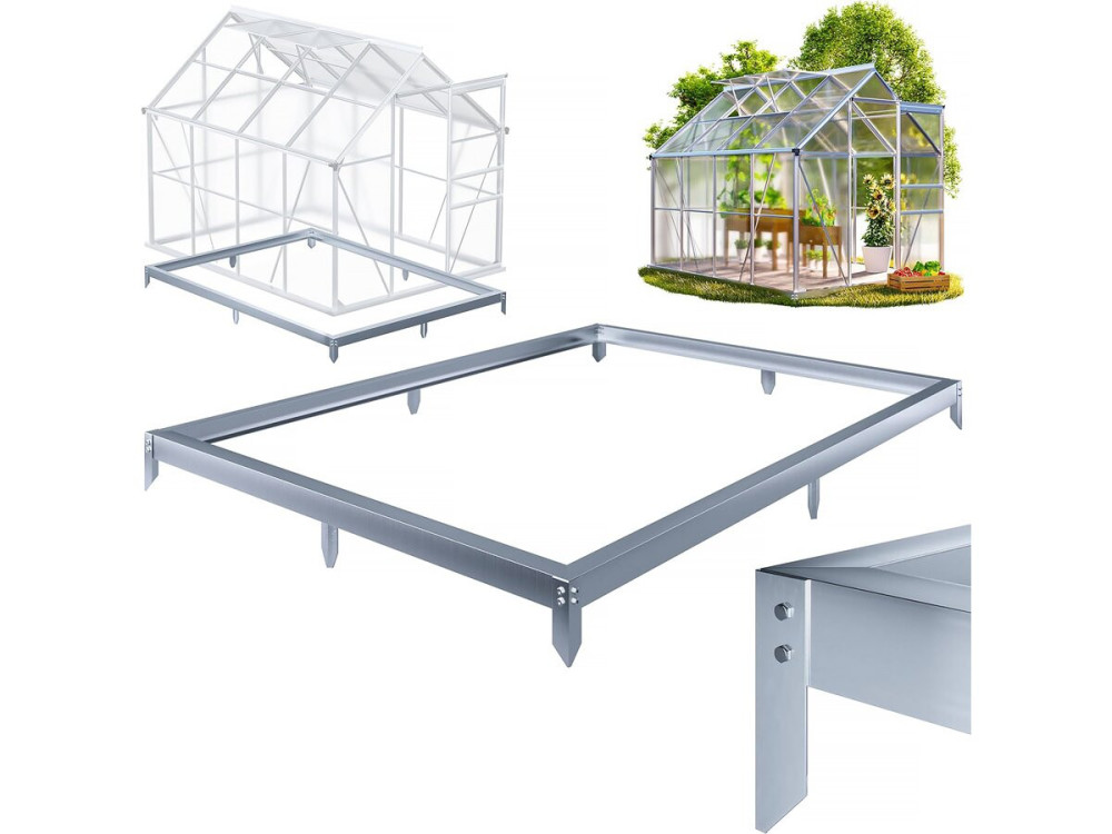 Base de acero galvanizado para invernadero de jardín "Basilic" - 5,89 m² - Gris