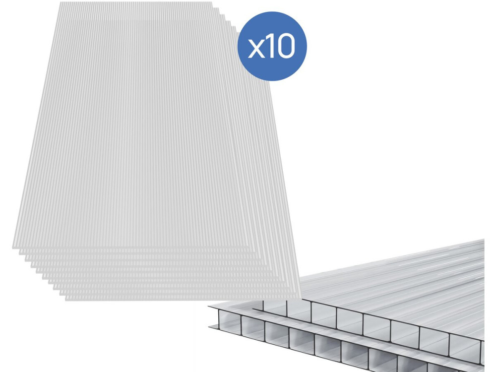 Lote de 10 paneles de policarbonato de 4 mm «Michigan», 7,9 m²