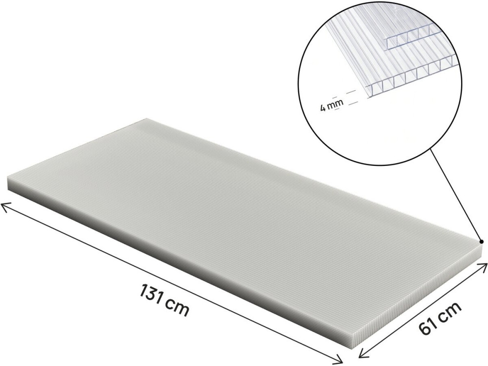 Lote de 10 paneles de policarbonato de 4 mm «Michigan», 7,9 m²