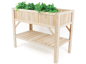 Huerto cuadrado de madera "Magnolia" sobre patas - 115 x 57 x 90 cm - Beige