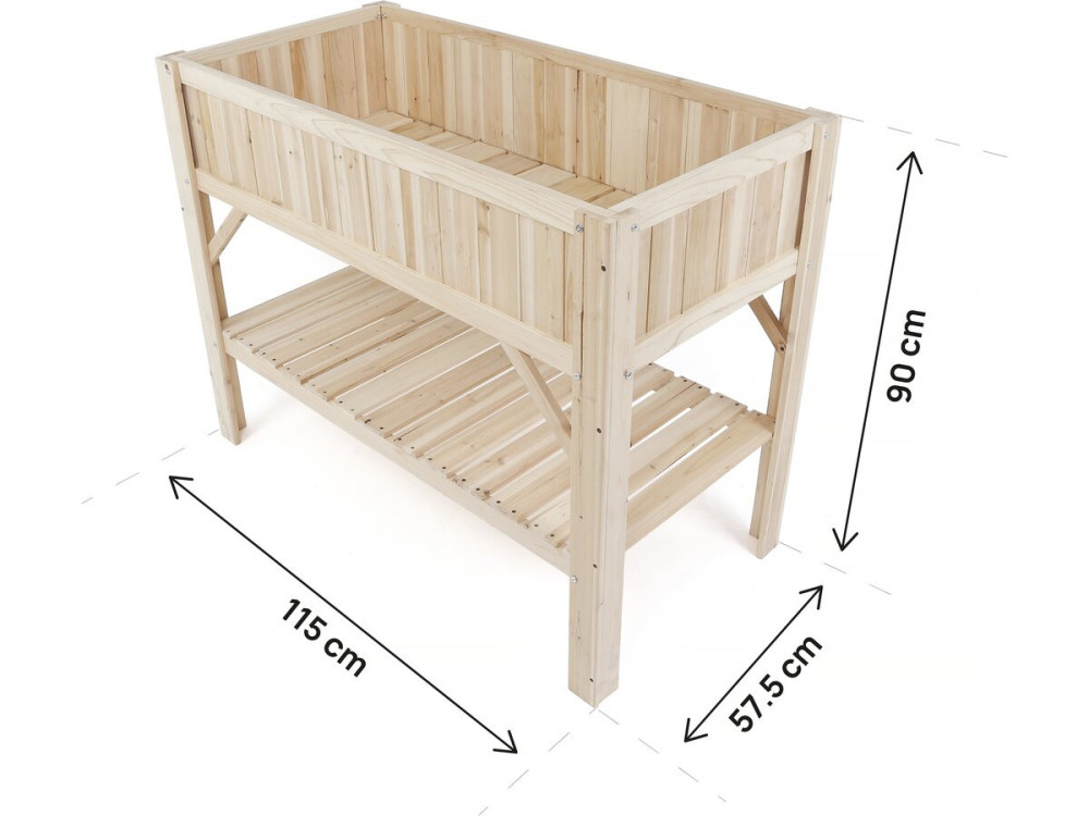 Huerto cuadrado de madera "Magnolia" sobre patas - 115 x 57 x 90 cm - Beige