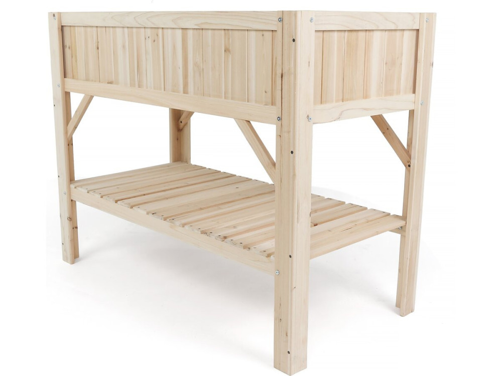 Huerto cuadrado de madera "Magnolia" sobre patas - 115 x 57 x 90 cm - Beige