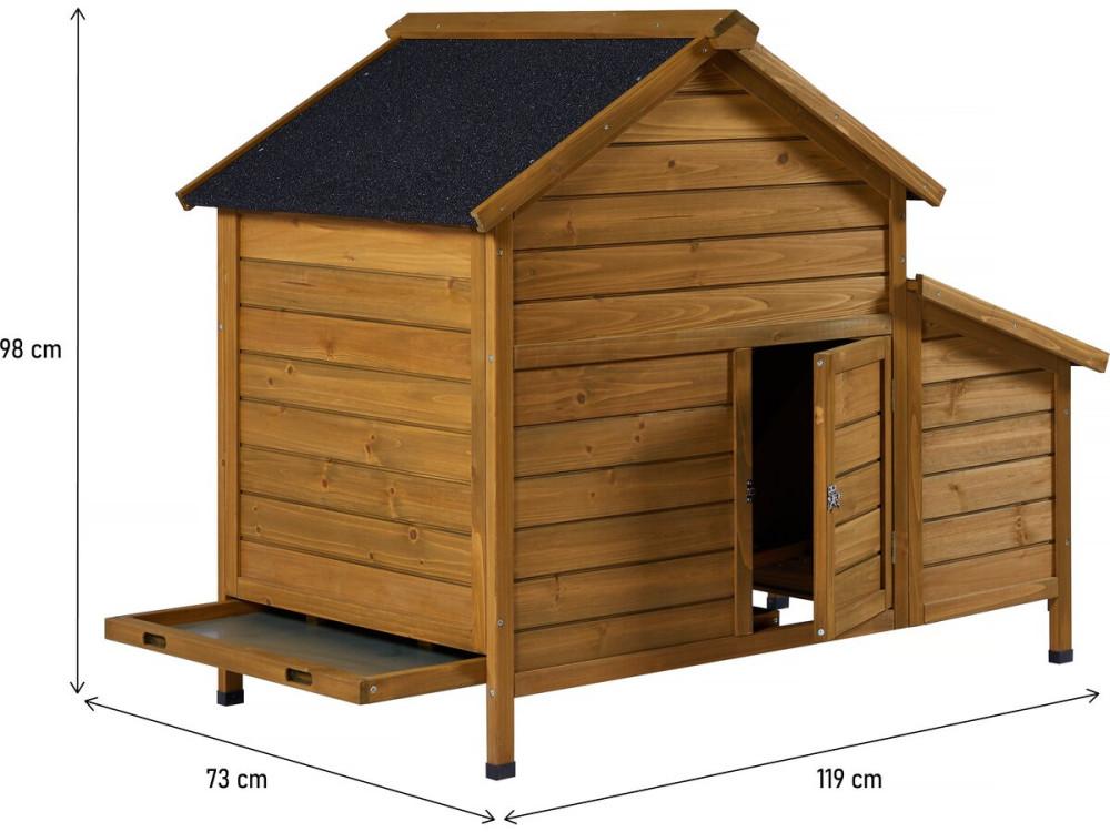 Gallinero de madera "Cocotte" con caja nido - Marrón