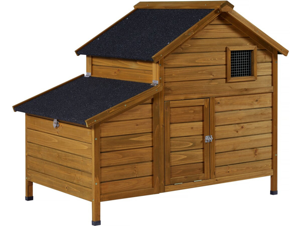 Gallinero de madera "Cocotte" con caja nido - Marrón
