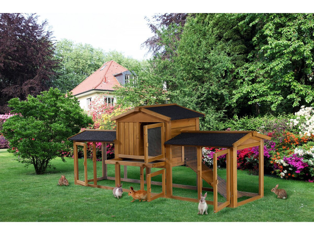Conejera de madera "Galina" de 2 puertas, exterior e impermeable