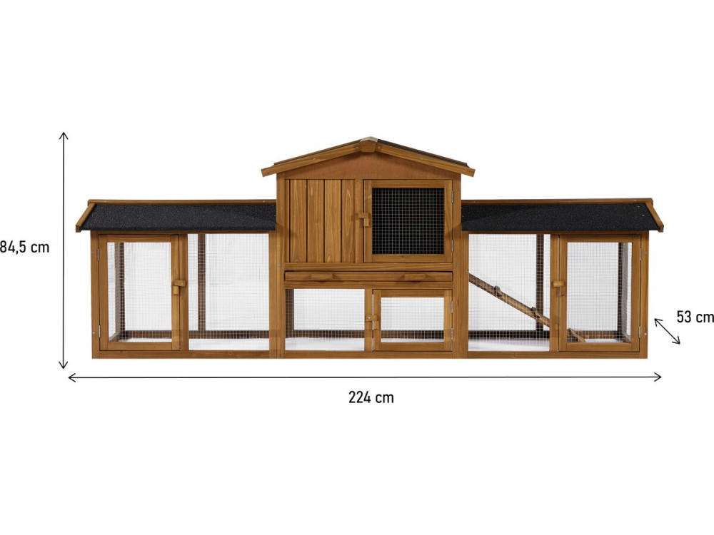 Conejera de madera "Galina" de 2 puertas, exterior e impermeable