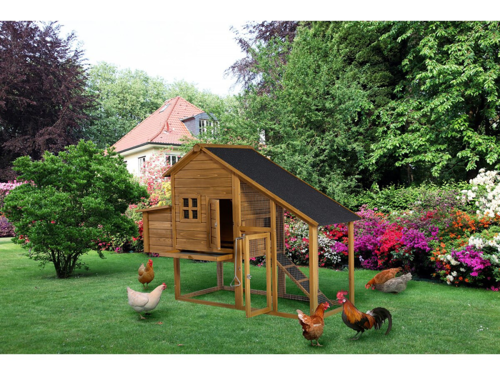Gallinero de madera "Princesse" con caja nido - Marrón