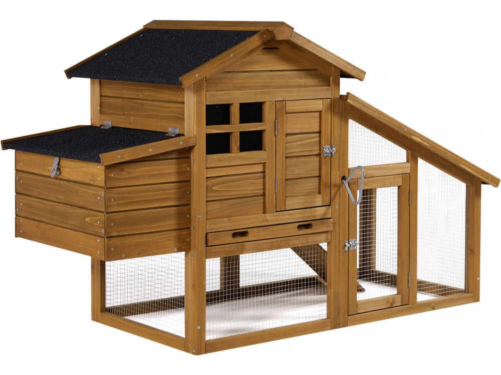 Gallinero "Clochette" con caja nido de madera - Marrón