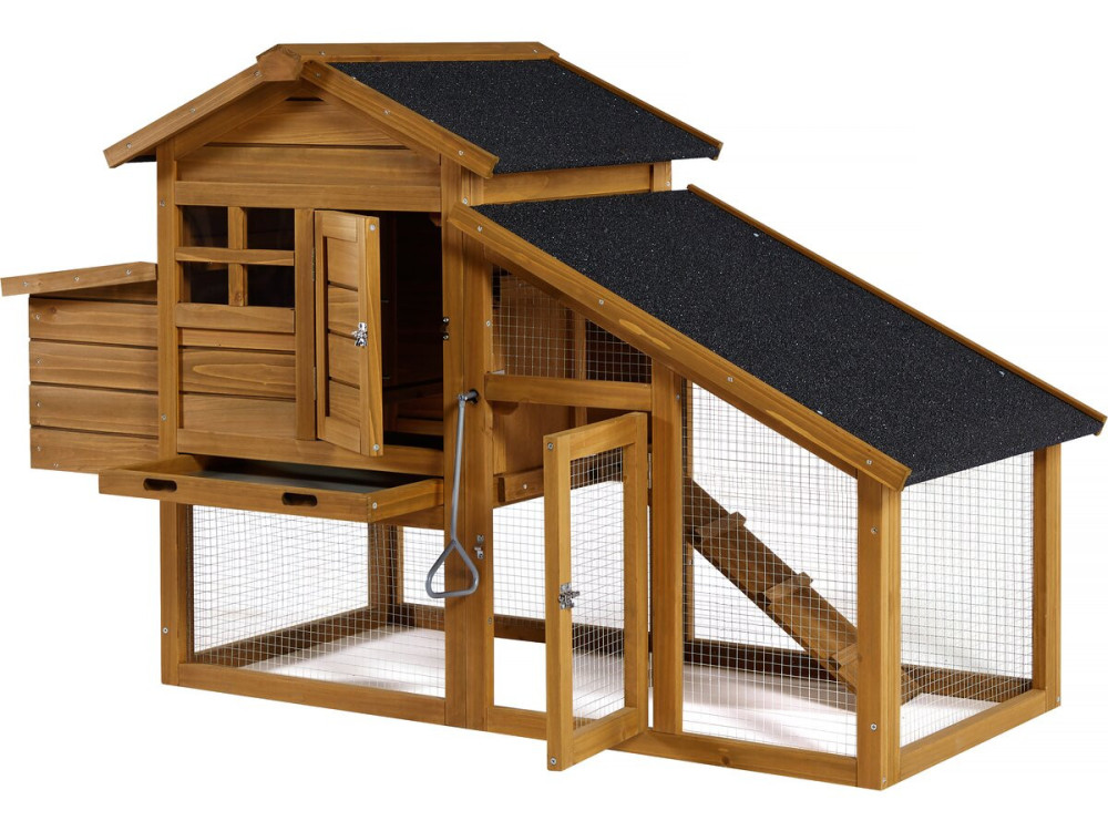 Gallinero "Clochette" con caja nido de madera - Marrón
