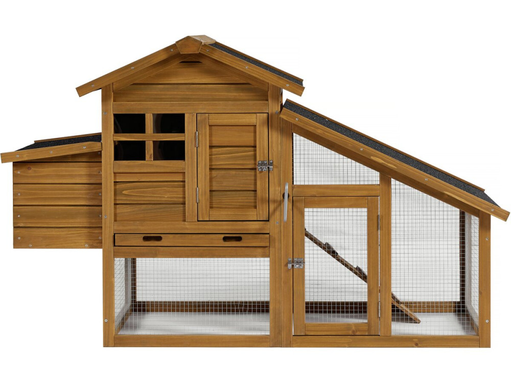 Gallinero "Clochette" con caja nido de madera - Marrón