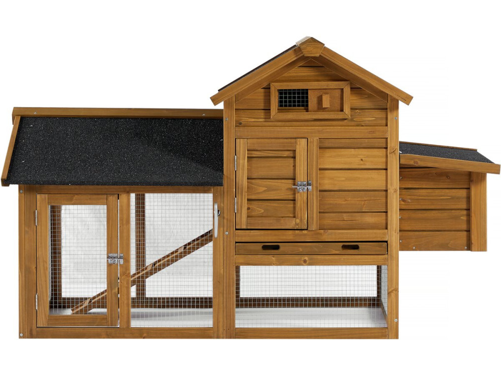 Gallinero "Poulette" con caja nido de madera - Marrón