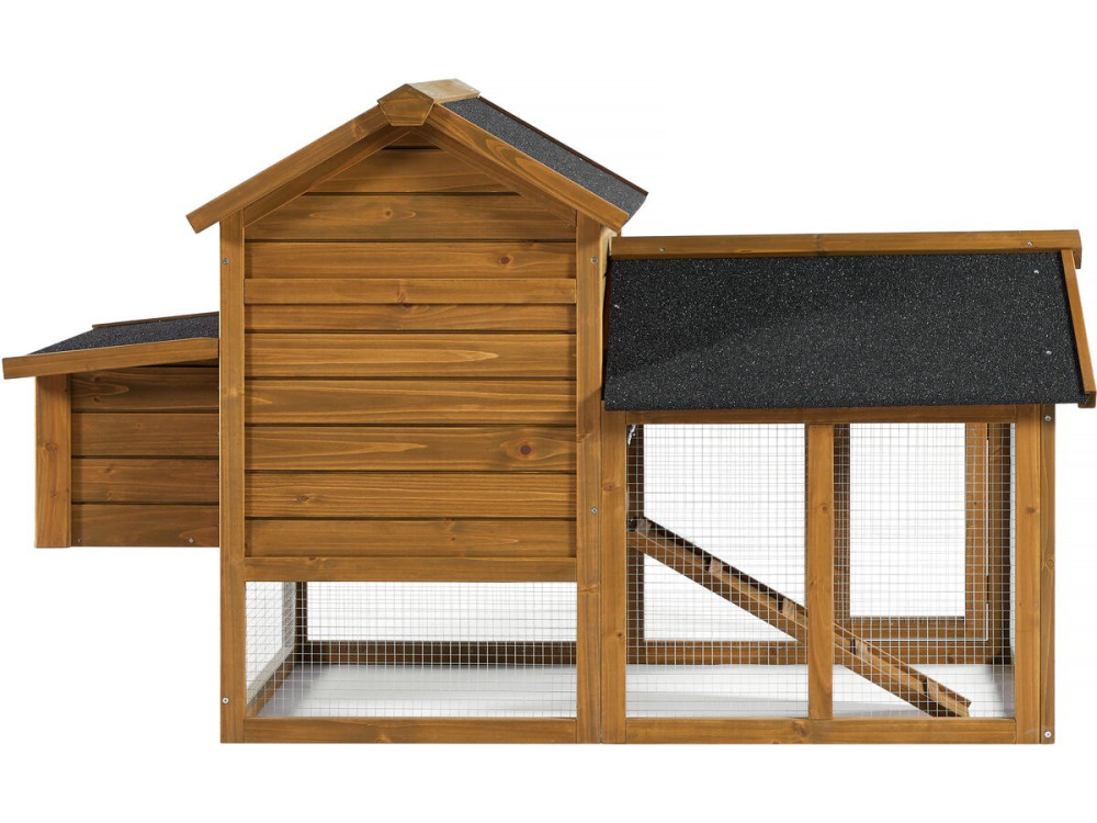 Gallinero "Poulette" con caja nido de madera - Marrón