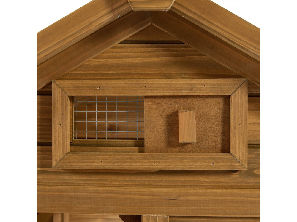 Gallinero "Poulette" con caja nido de madera - Marrón
