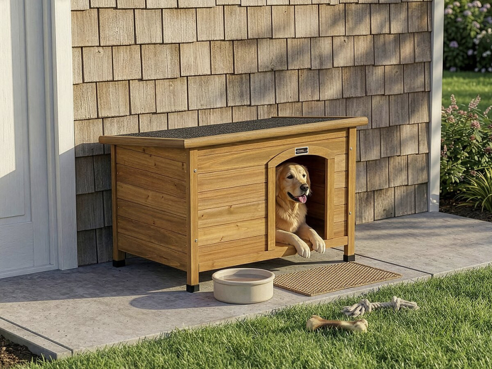 Caseta de madera para perros "Max" - 85 x 57 x 58 cm - Marrón