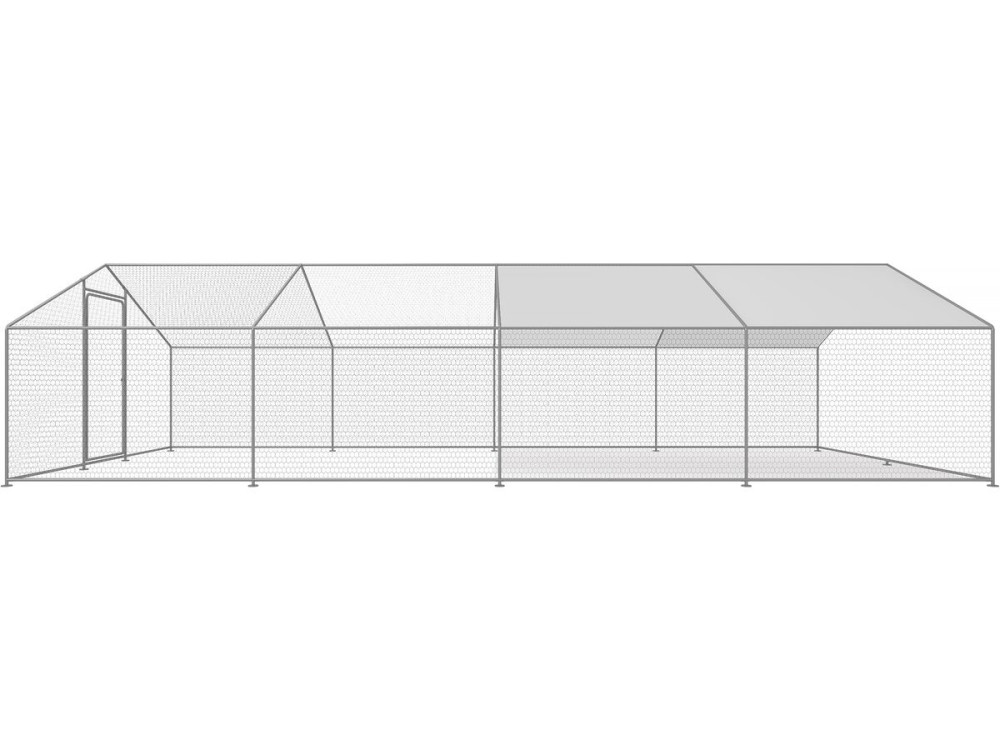 Gallinero 24 m² parque de malla metálica 8 x 3 x 2 M acero galvanizado