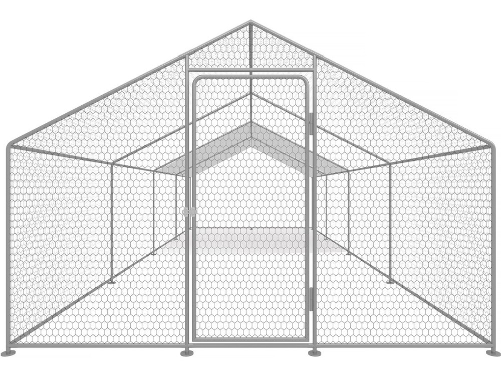 Gallinero 24 m² parque de malla metálica 8 x 3 x 2 M acero galvanizado