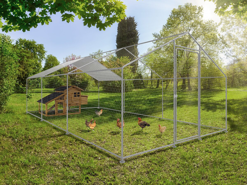 Gallinero 18 m² parque de malla metálica 6 x 3 x 2 M acero galvanizado