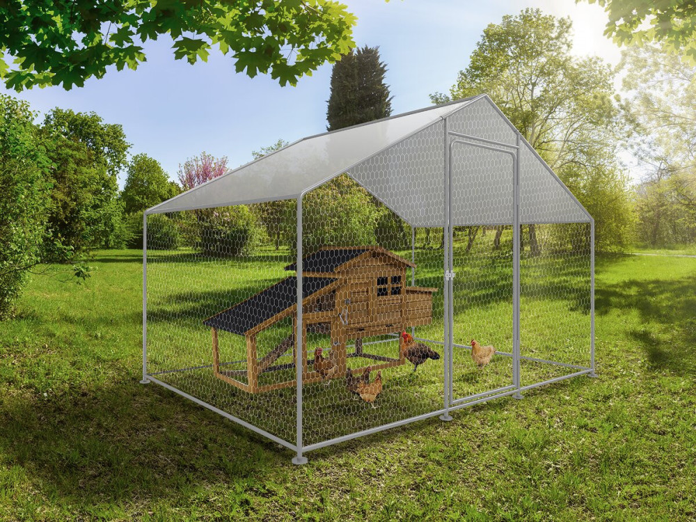 Recinto para pollos Recinto de malla de 6 m² 2 x 3 x 2 M acero galvanizado