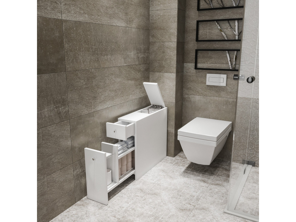 Mueble de baño de madera "Calencia" - 60 x 19 x 55 cm - Blanco