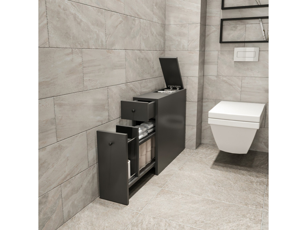 Mueble de baño de madera "Calencia" - 60 x 19 x 55 cm - Gris antracita