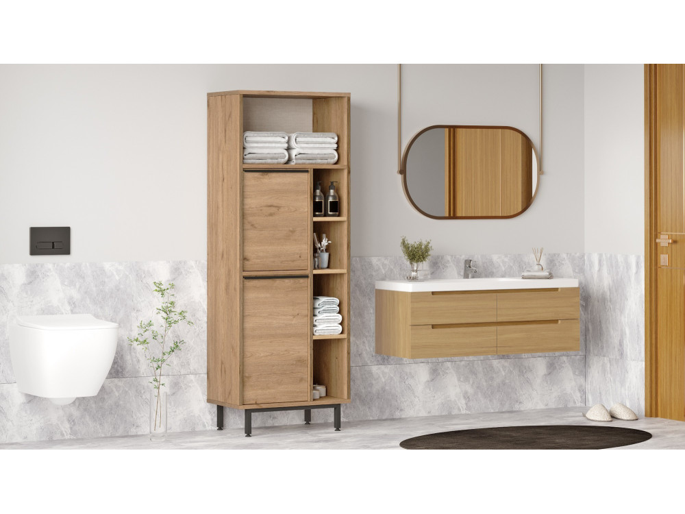 Mueble de baño de madera "ON10C" - 60 x 46 x 161 cm - Marrón
