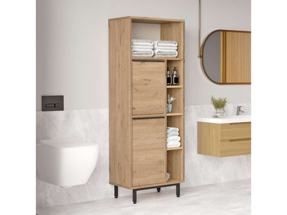Mueble de baño de madera "ON10C" - 60 x 46 x 161 cm - Marrón