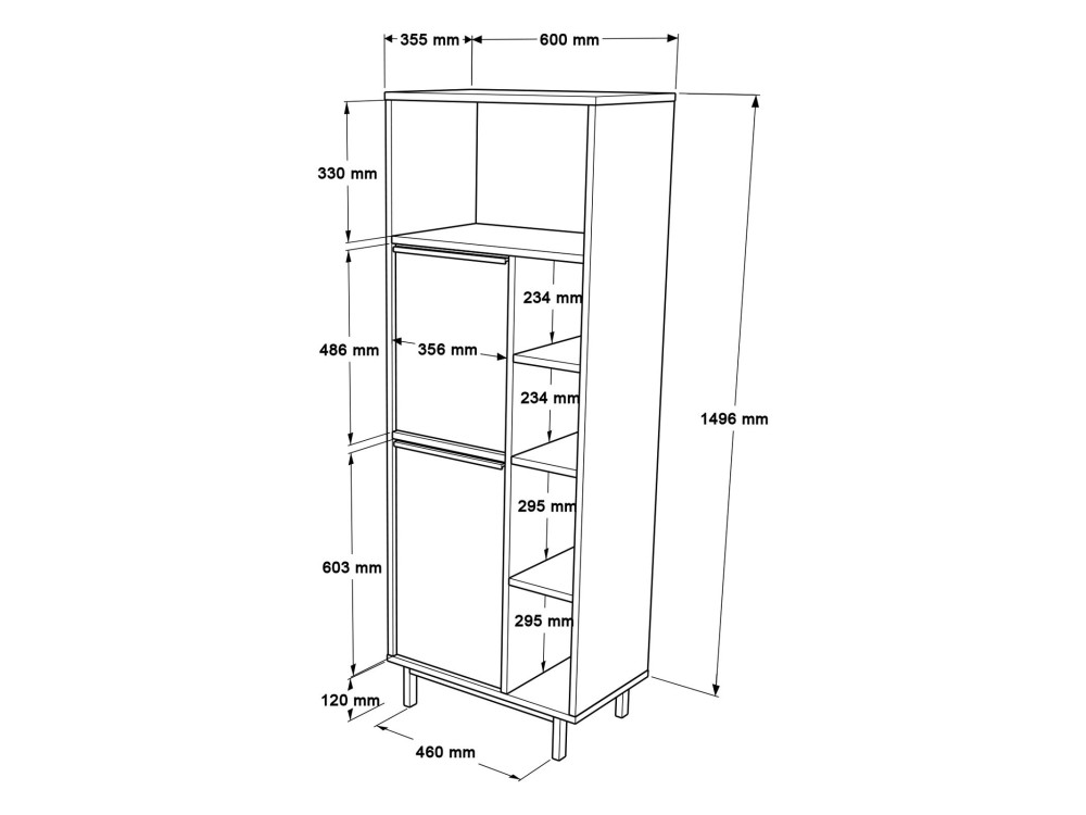 Mueble de baño de madera "ON10C" - 60 x 46 x 161 cm - Marrón