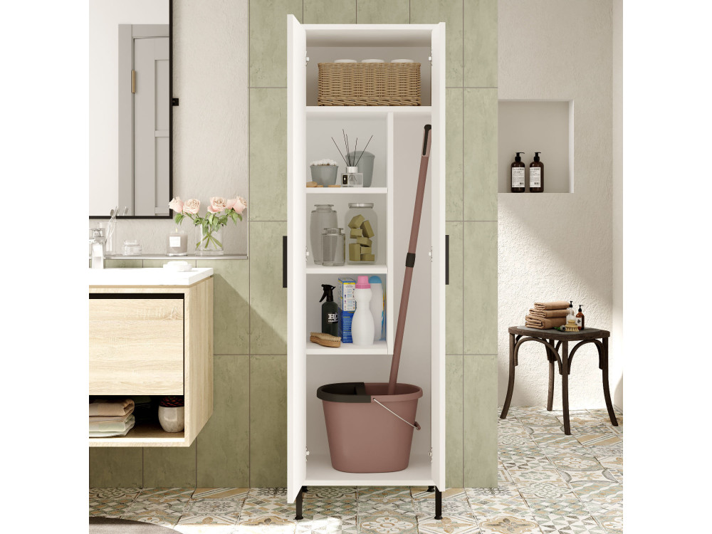 Armario de madera multifuncional "Jienna" - 50 x 36 x 165 cm - Blanco