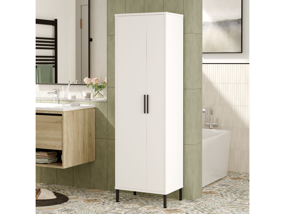 Armario de madera multifuncional "Jienna" - 50 x 36 x 165 cm - Blanco
