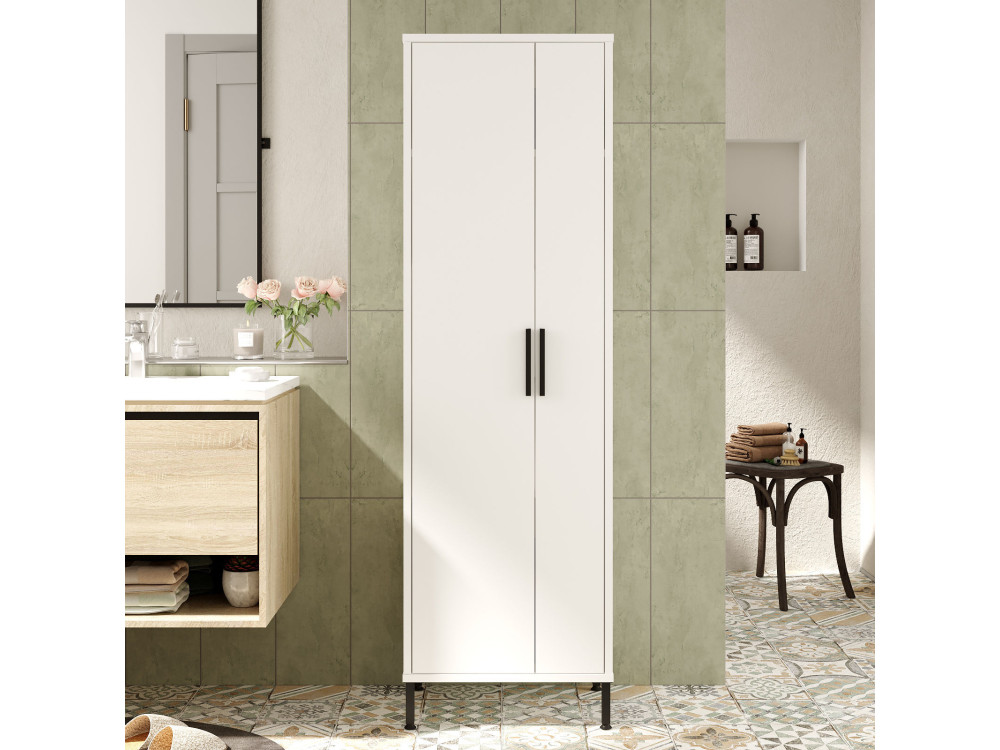 Armario de madera multifuncional "Jienna" - 50 x 36 x 165 cm - Blanco