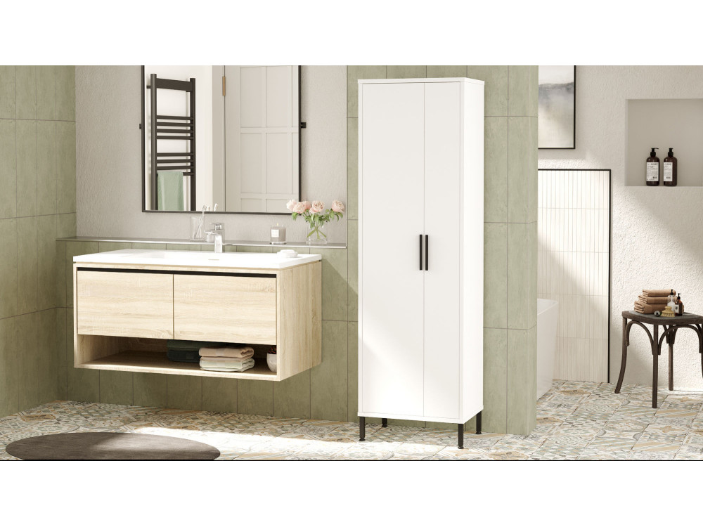 Armario de madera multifuncional "Jienna" - 50 x 36 x 165 cm - Blanco