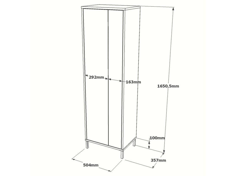 Armario de madera multifuncional "Jienna" - 50 x 36 x 165 cm - Blanco