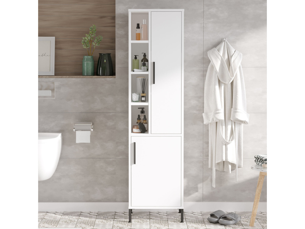 Armario de madera multifuncional "Vile" - 45 x 35 x 174 cm - Blanco