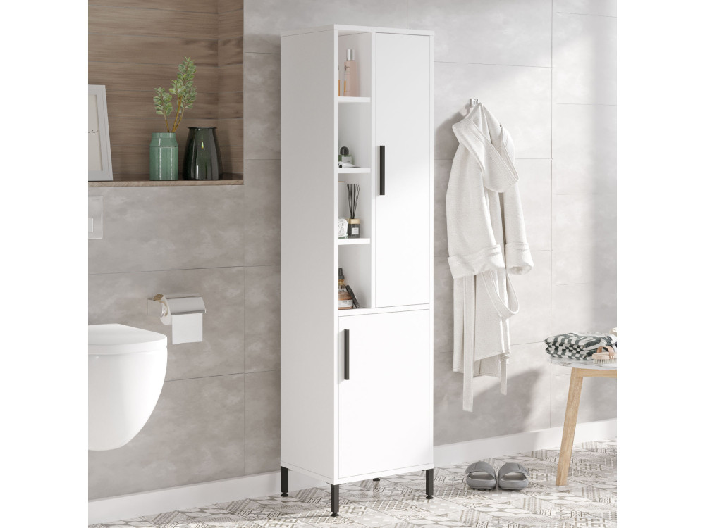 Armario de madera multifuncional "Vile" - 45 x 35 x 174 cm - Blanco