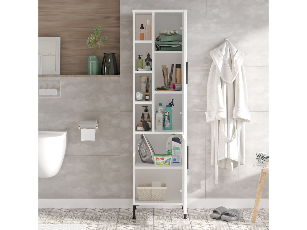 Armario de madera multifuncional "Vile" - 45 x 35 x 174 cm - Blanco