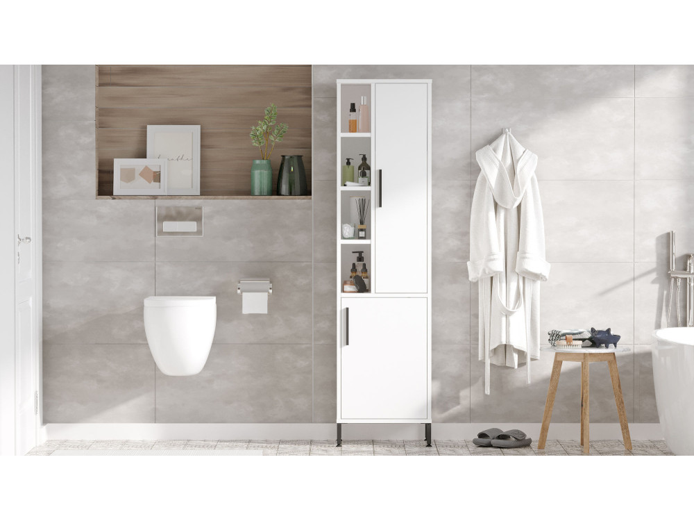 Armario de madera multifuncional "Vile" - 45 x 35 x 174 cm - Blanco