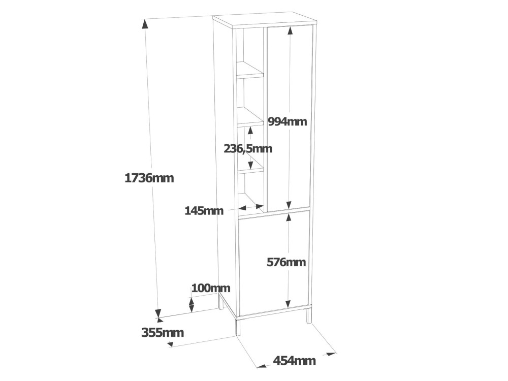 Armario de madera multifuncional "Vile" - 45 x 35 x 174 cm - Blanco
