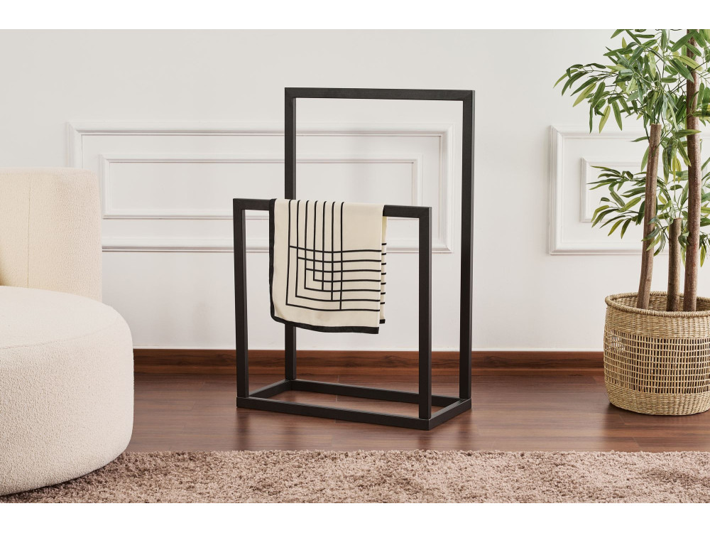 Toallero metálico "Gediz" - 25 x 60 x 90 cm - Negro