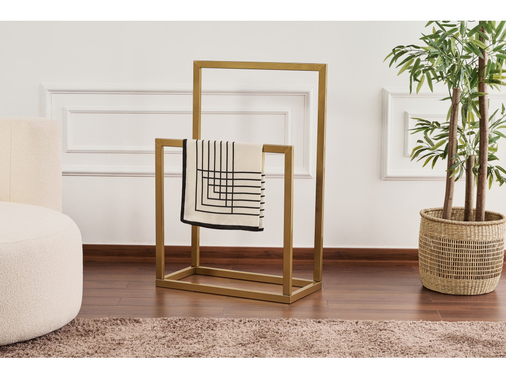 Toallero de metal "Gediz" - 25 x 60 x 90 cm - Oro