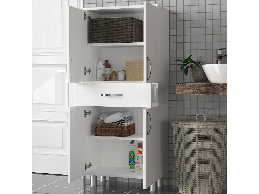 Mueble de baño de madera "Arizona" - 59 x 31 x 140 cm - Blanco