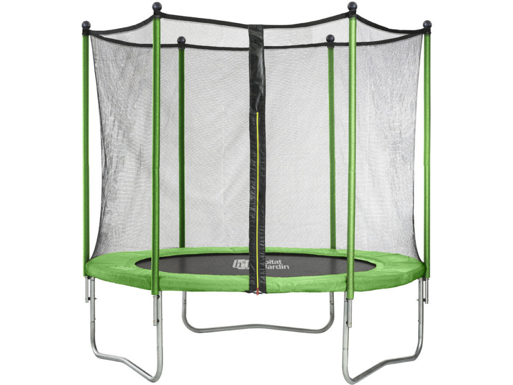 Cama elástica “Yoopi” - Ø 2,44 m - con red + escalera + funda + kit de anclaje