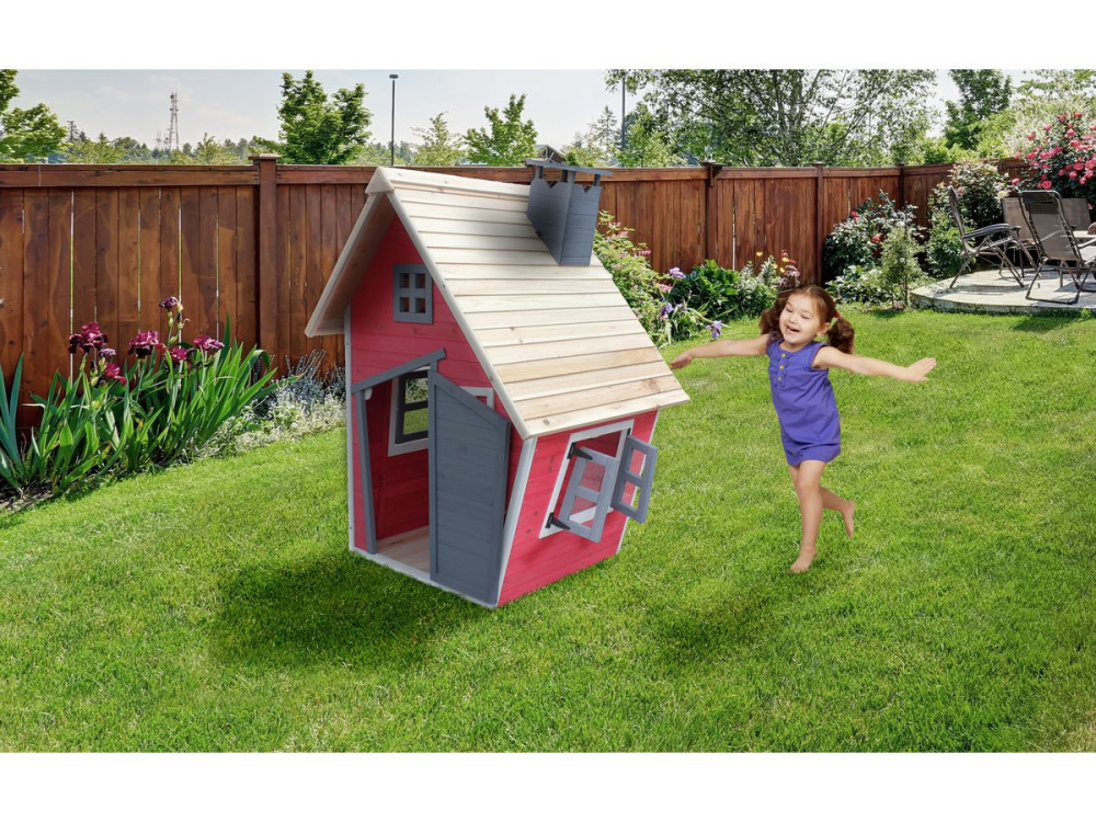 Casita "Lilou" - 119,5 x 156 x 102 cm - Rojo/Gris