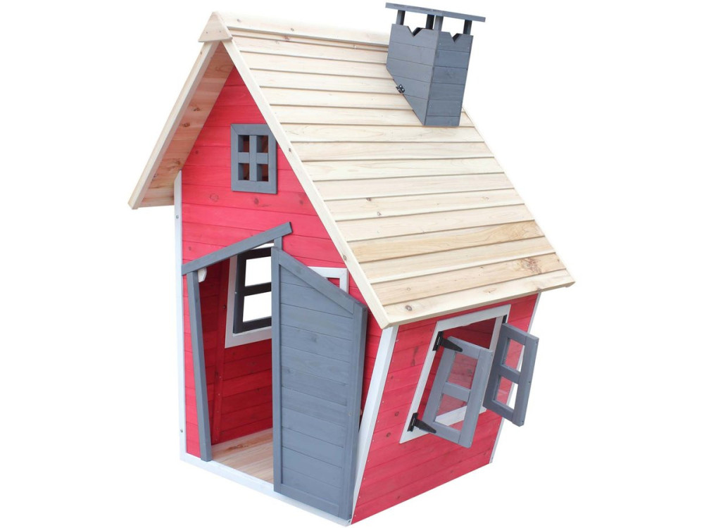 Casita "Lilou" - 119,5 x 156 x 102 cm - Rojo/Gris