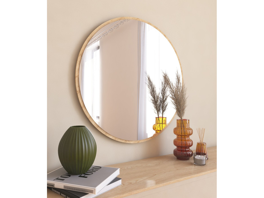 Espejo de madera "Ozze" - 60 x 60 cm - Beige