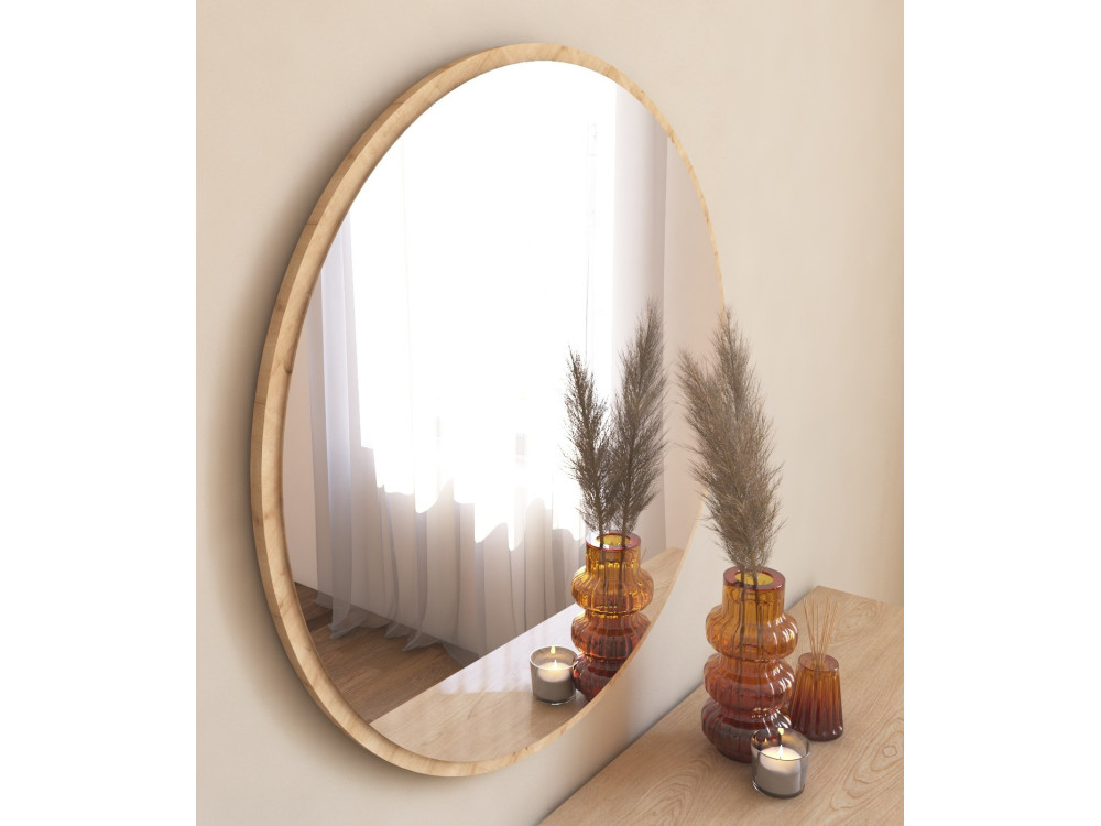 Espejo de madera "Ozze" - 60 x 60 cm - Beige
