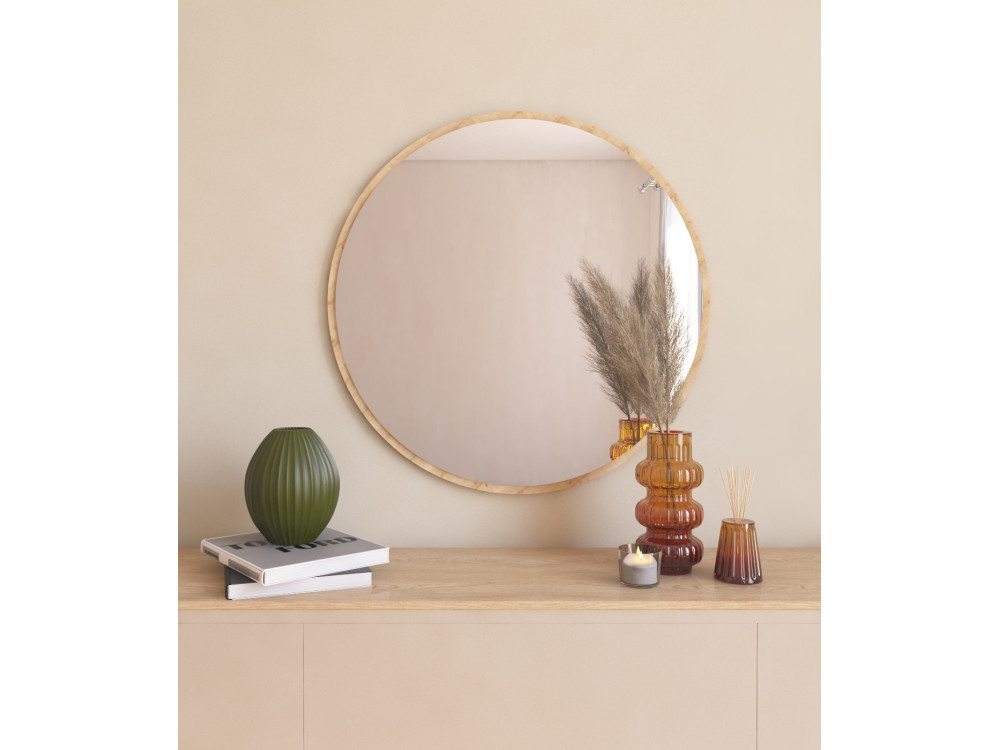Espejo de madera "Ozze" - 60 x 60 cm - Beige