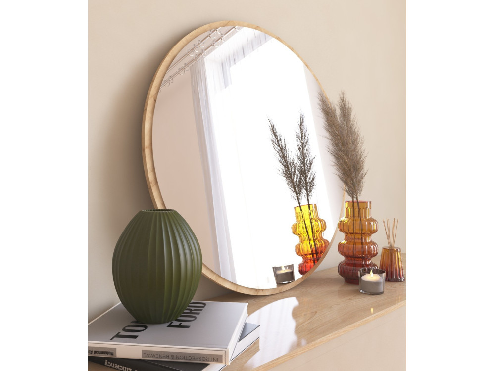Espejo de madera "Ozze" - 60 x 60 cm - Beige